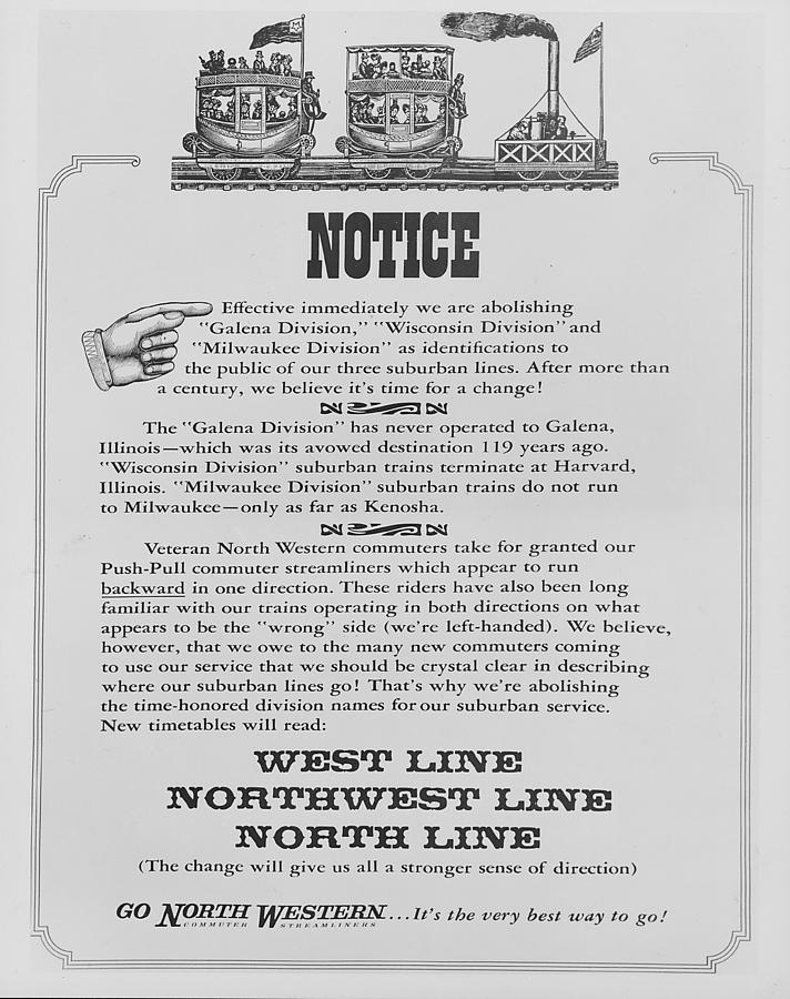 Line Name Changes for Chicago and North Western  Photograph by Chicago and North Western Historical Society