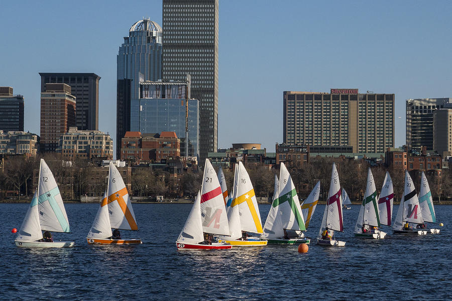 Line of Boats on the Charles River Boston MA Photograph by Toby McGuire