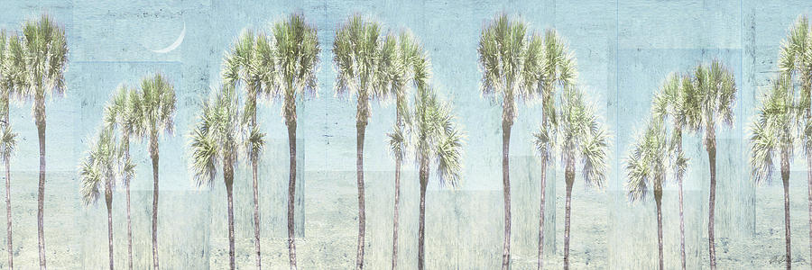 Line Of Palms In Light Blue Digital Art