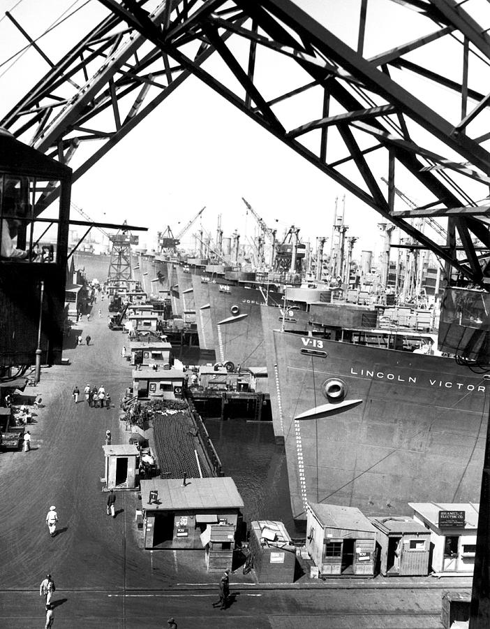 Long Beach Photograph - Line Of Victory Ships by California Shipbuilding Corporat