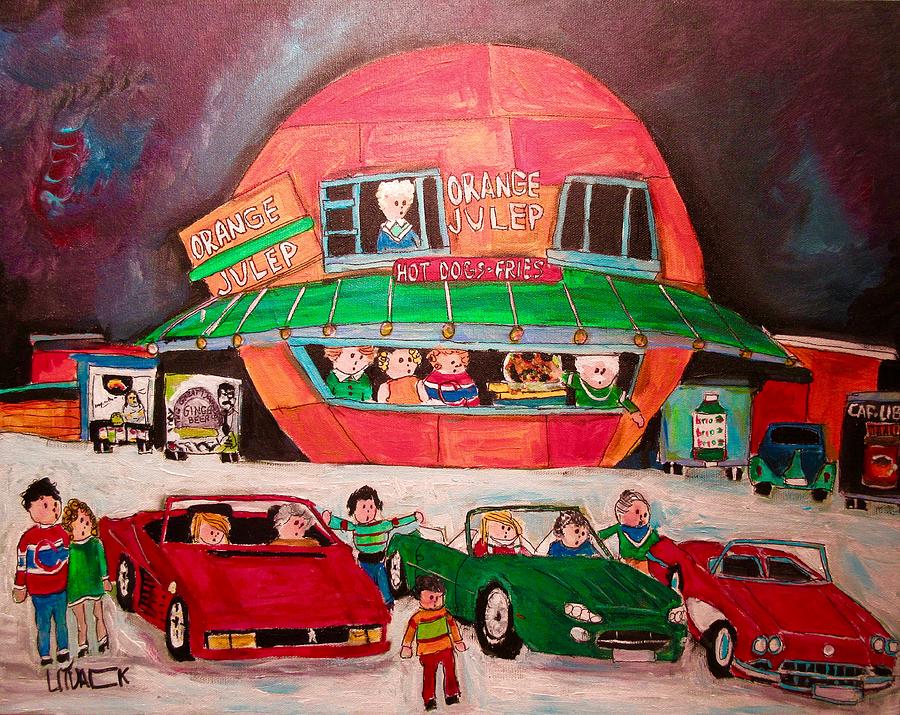 Line-up at the OJ Market leaders Painting by Michael Litvack