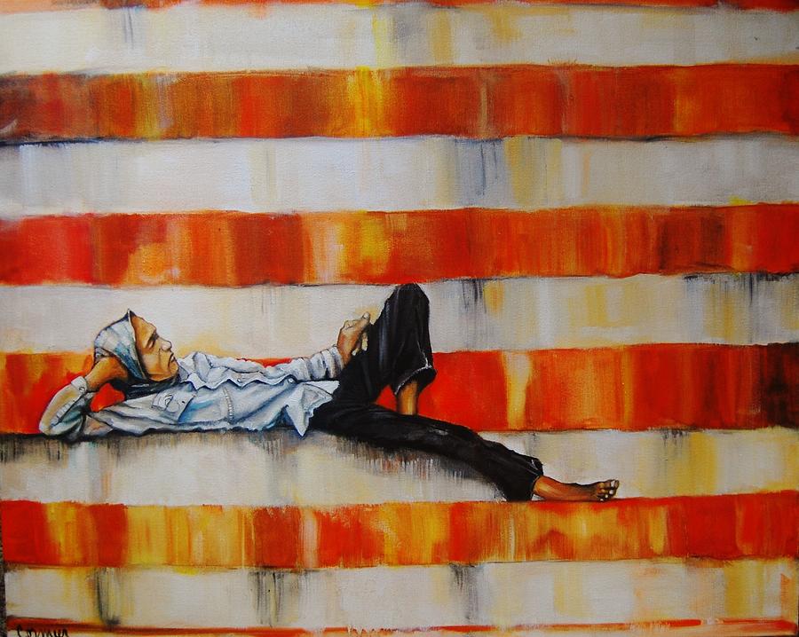 Flag Painting - Linear Woman by Jean Cormier