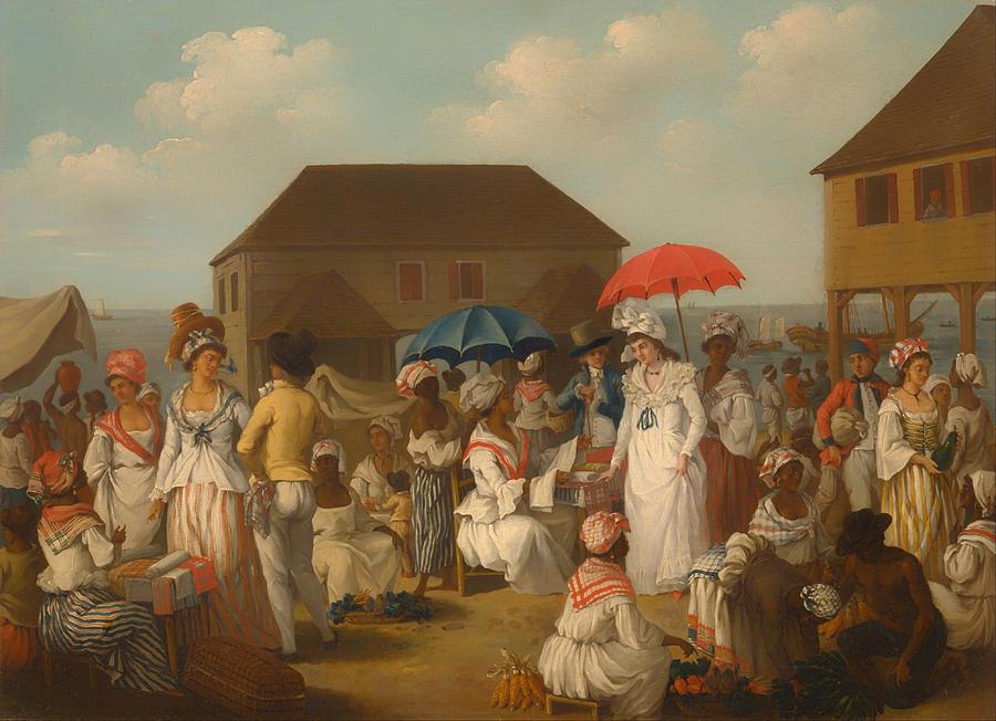 Vintage Painting - Linen Market - Dominica  by Mountain Dreams