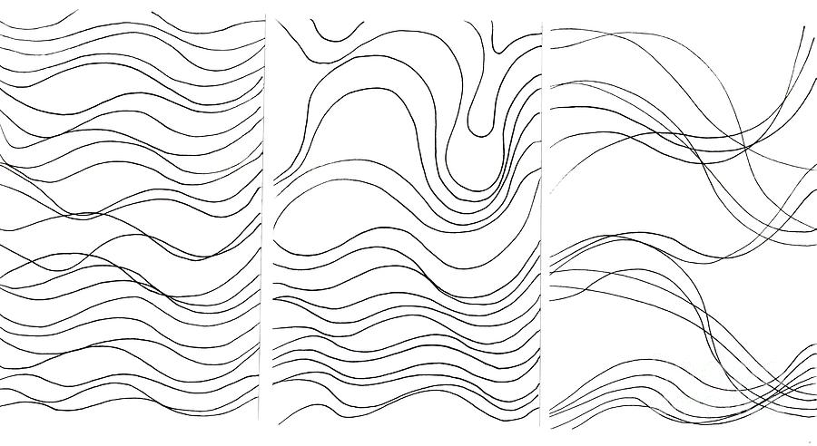 Lines 1-2-3 Black On White Digital Art by Helena Tiainen