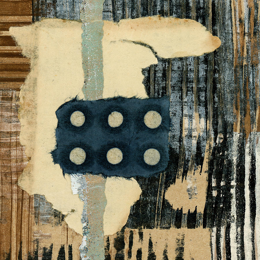 Lines and Dots Collage Square Format Mixed Media by Carol Leigh