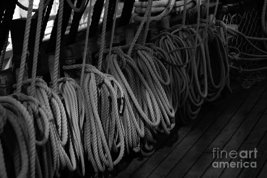 Rope Photograph - Lines BW by Linda Shafer