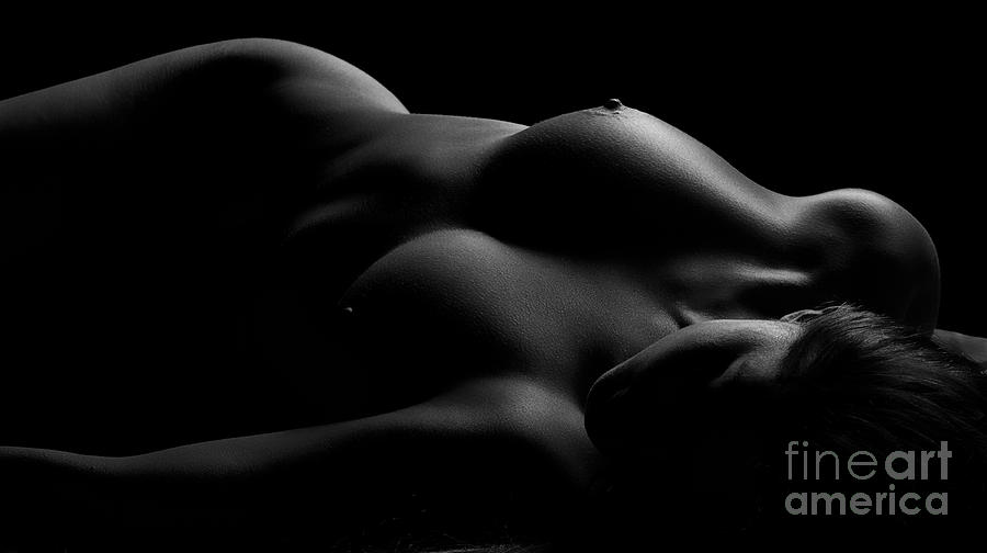Bodyscape Photograph - Lines of Light Black and White by David Naman