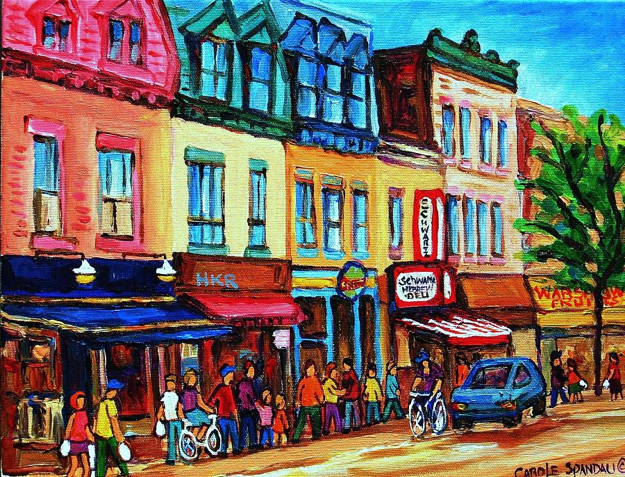 Cityscape Painting - Lineup for Smoked Meat Sandwiches by Carole Spandau