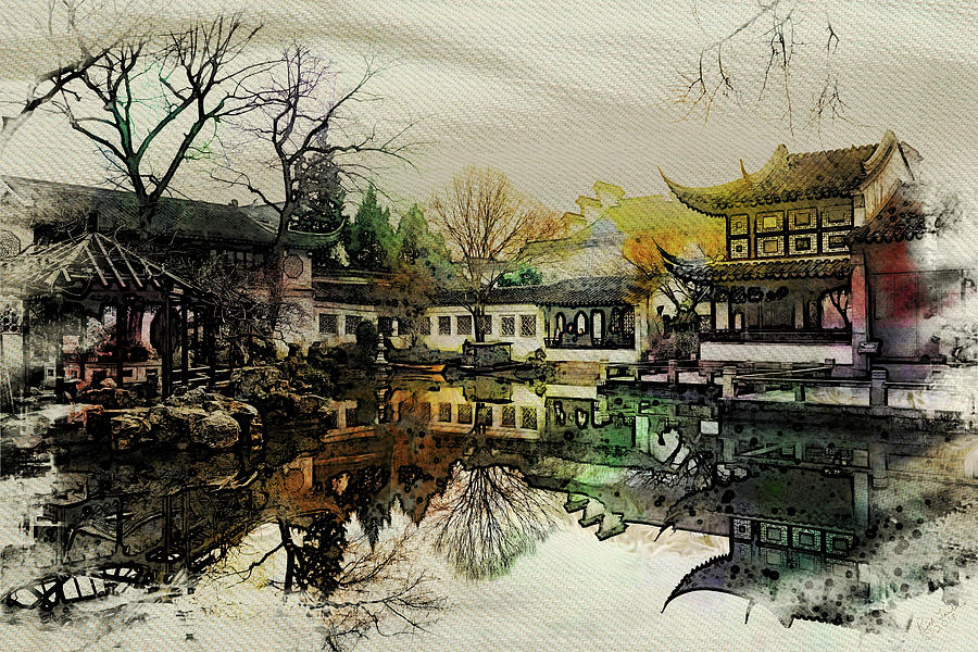 Garden Digital Art - Lingering Garden Reflection by Rick Lawler Garden Digital Art - Lingering Garden Reflection by Rick Lawler