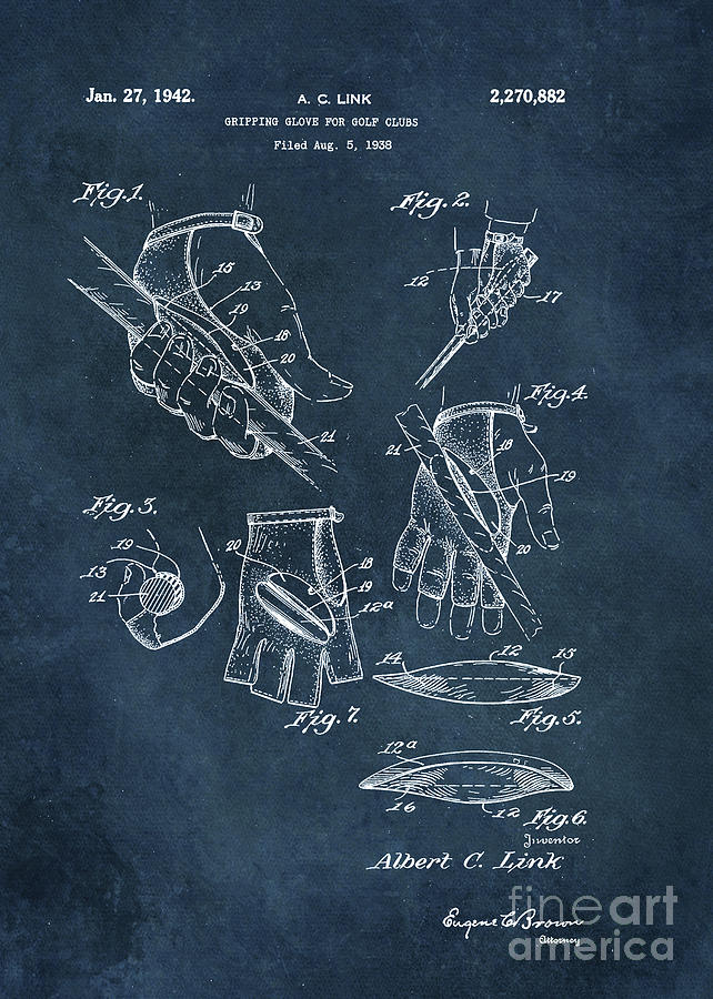 Link gripping glove for golf clubs patent art Digital Art by Justyna Jaszke JBJart