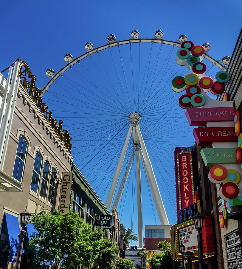 Linq Promenade - High Roller Ferris Wheel - Las Vegas Photograph by Debra Martz