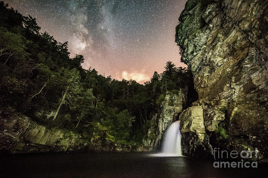 Linville Falls and the Milky Way Photograph by Robert Loe
