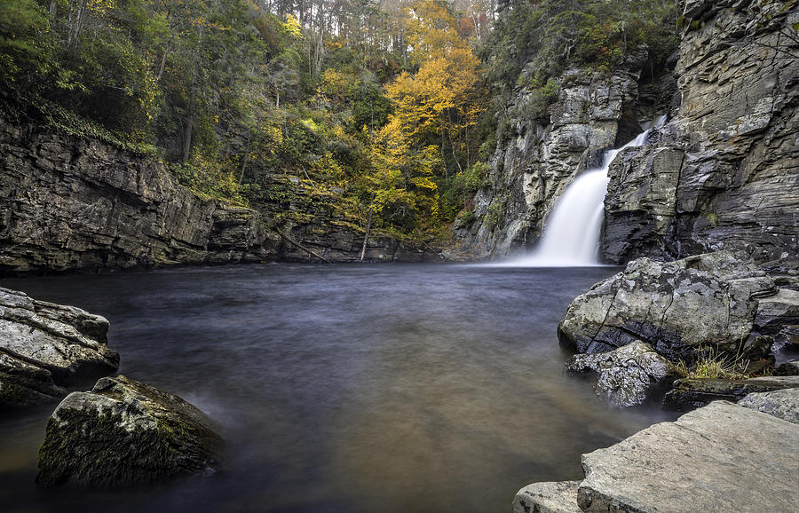 Waterfalls Photograph - Fall Colors at Linville Falls Plunge Basin by Ken Barrett