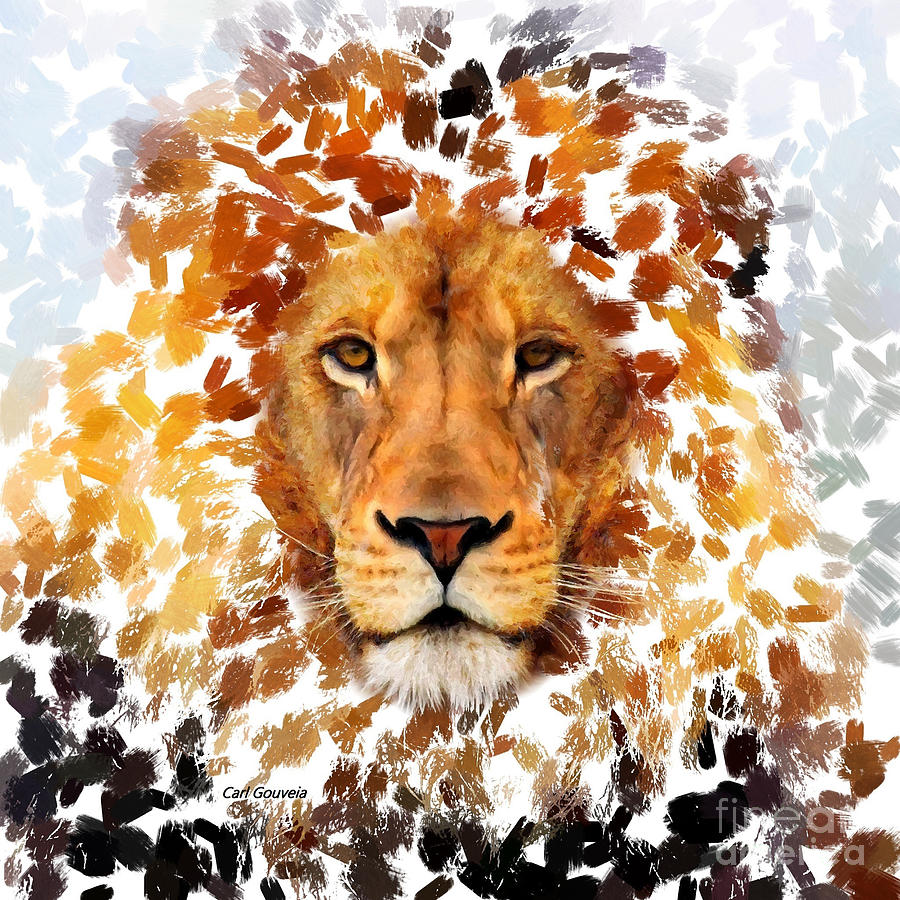Lion Art  Mixed Media by Carl Gouveia
