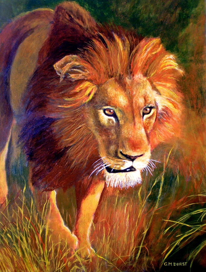 Wildlife Painting - Lion at Sunset by Michael Durst