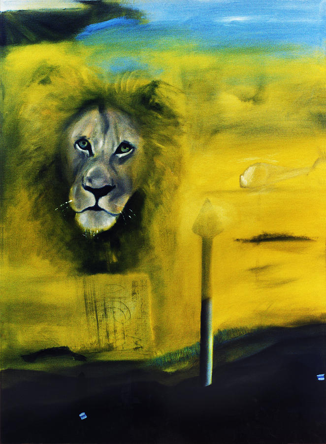 Portrait Painting - Lion at the council by Noga Ami-rav