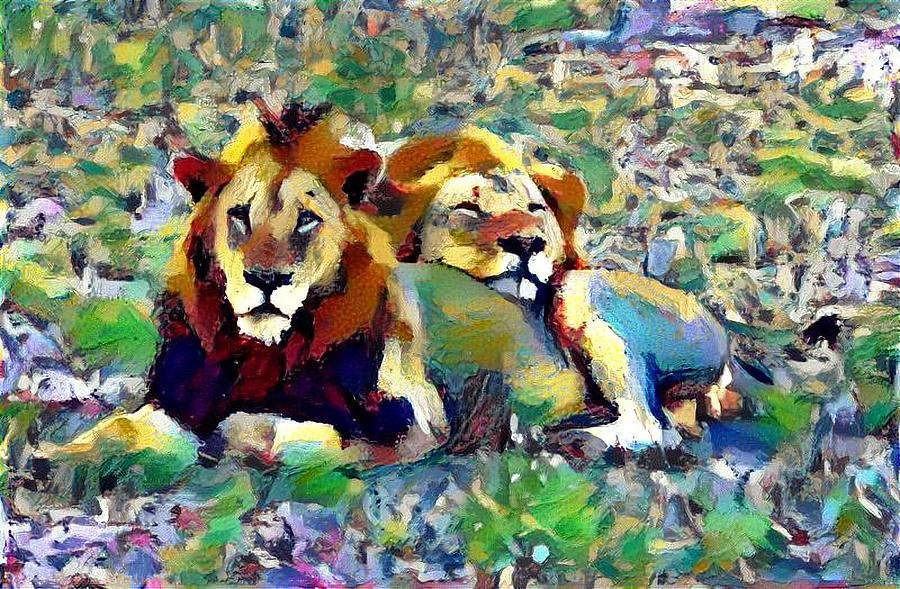 Lion buddies Photograph by Gini Moore