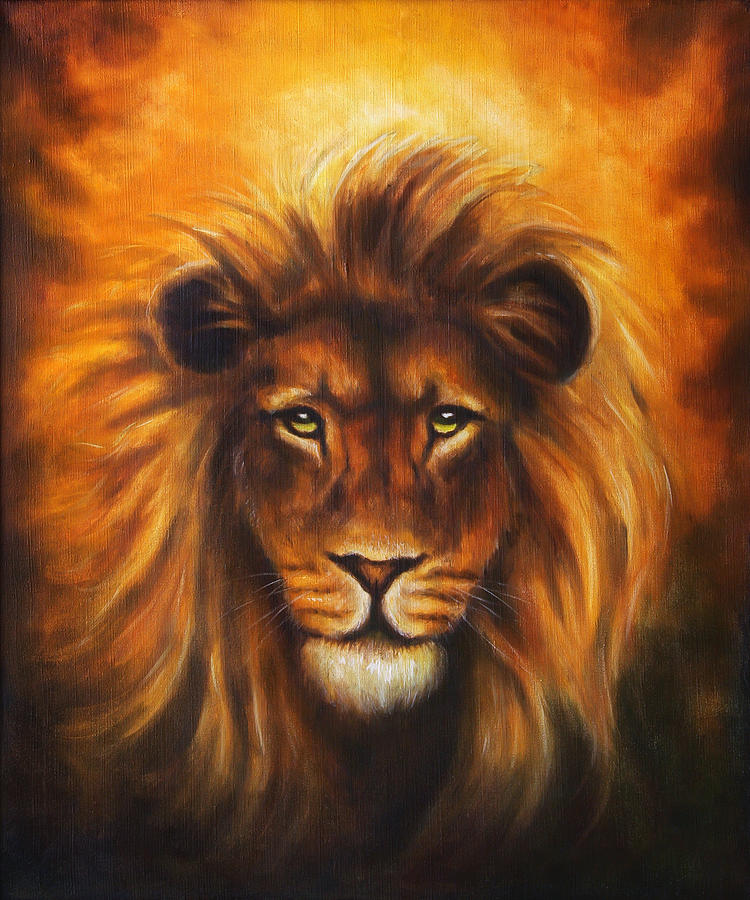 Magic Painting - Lion close up portrait  by Jozef Klopacka