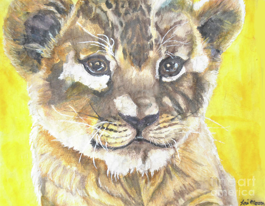 Lion Cub Mixed Media by Lori Moon