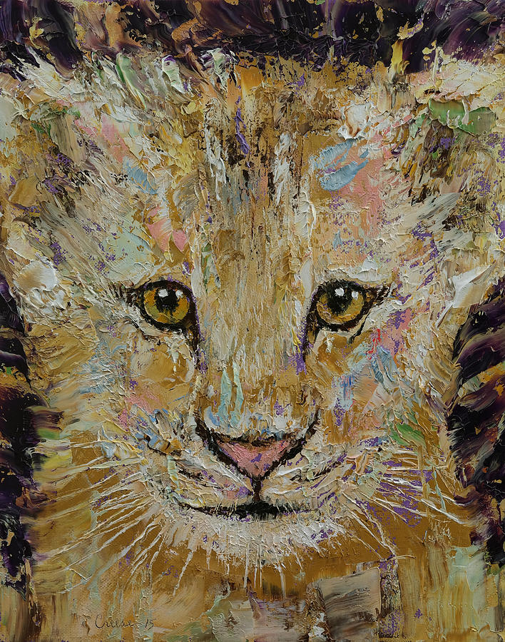 Lion Cub Painting by Michael Creese