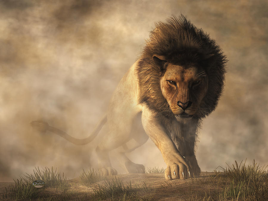 Lion Digital Art by Daniel Eskridge