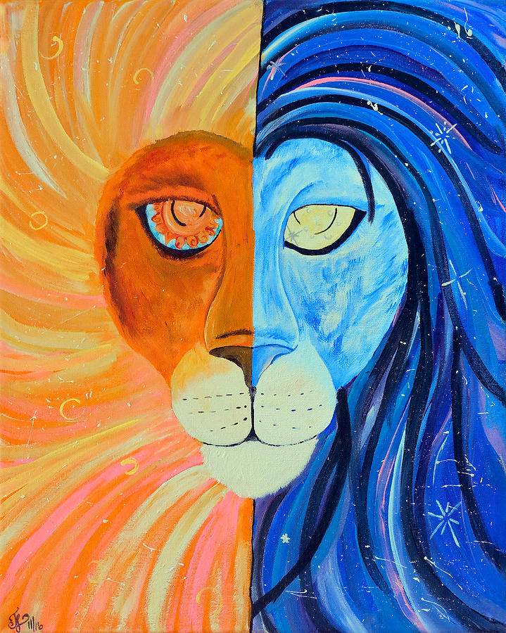 Day Night Lion Painting By Tabitha Lemus