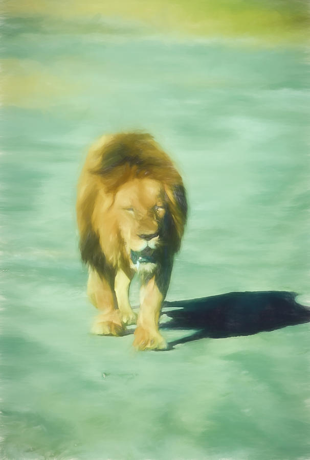 Lion Digital Painting Digital Art by Cathy Anderson