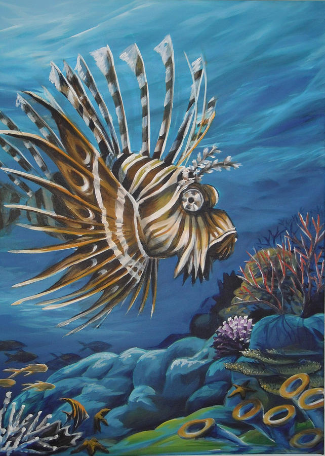 Lion Fish Painting by Katherine Fyall | Fine Art America