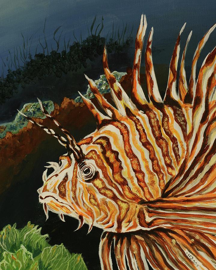 Lion Fish Painting by Theresa Cangelosi
