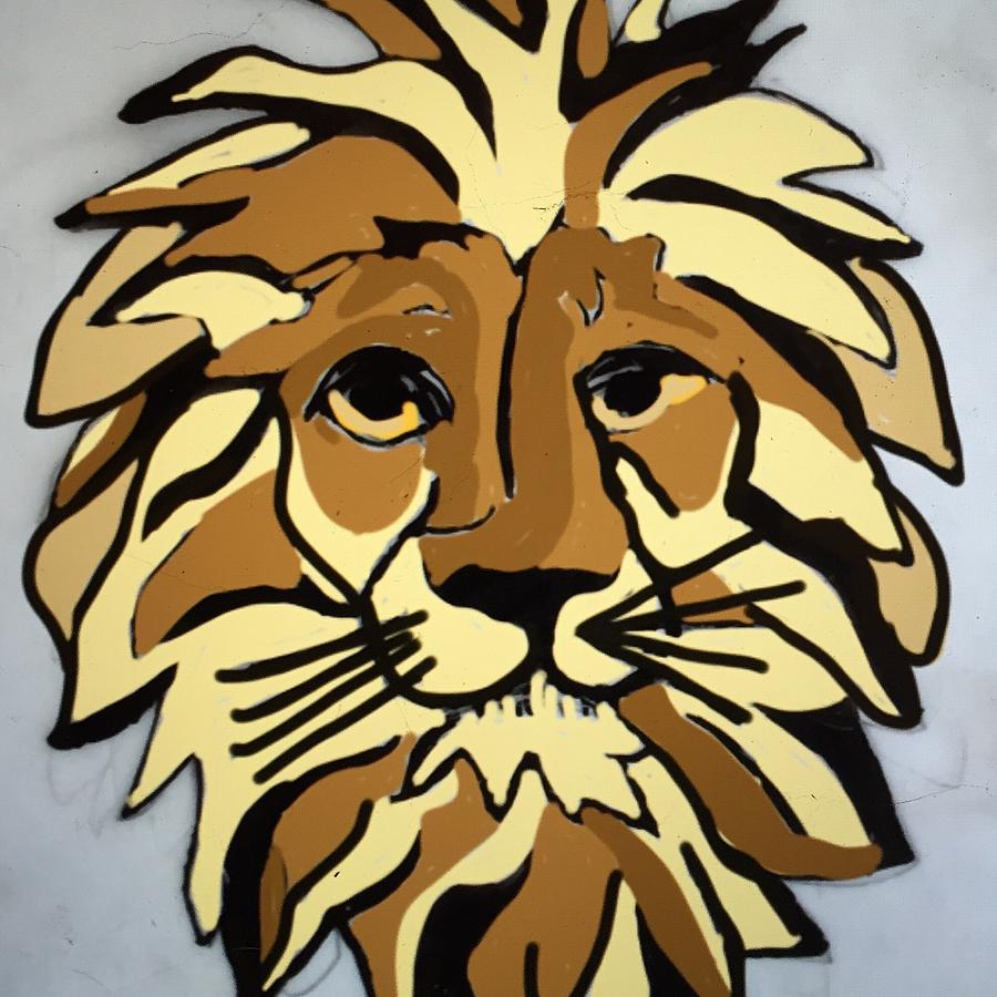 Lion Front Drawing by Erika Jean Chamberlin