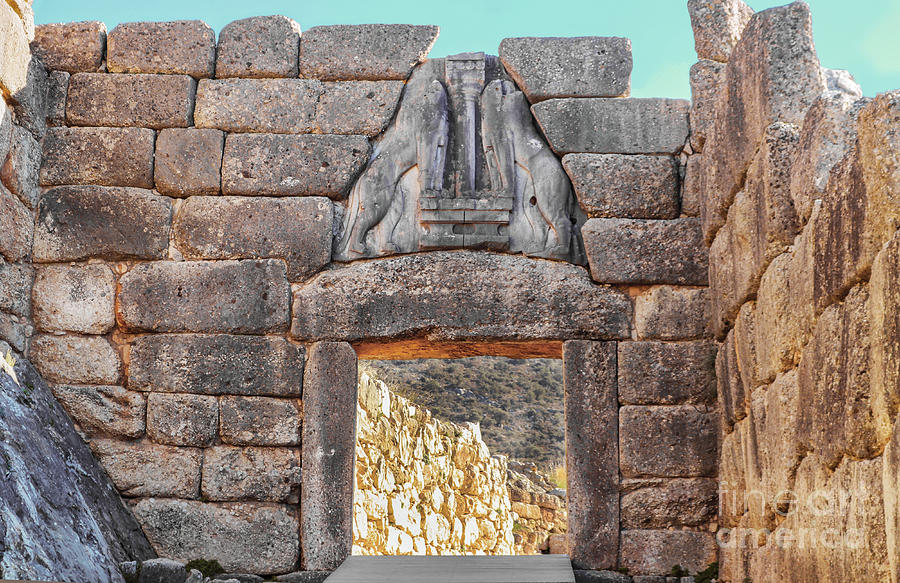 Lion gate in ancient Greek Ruins at Mycenae Photograph by Susan Vineyard