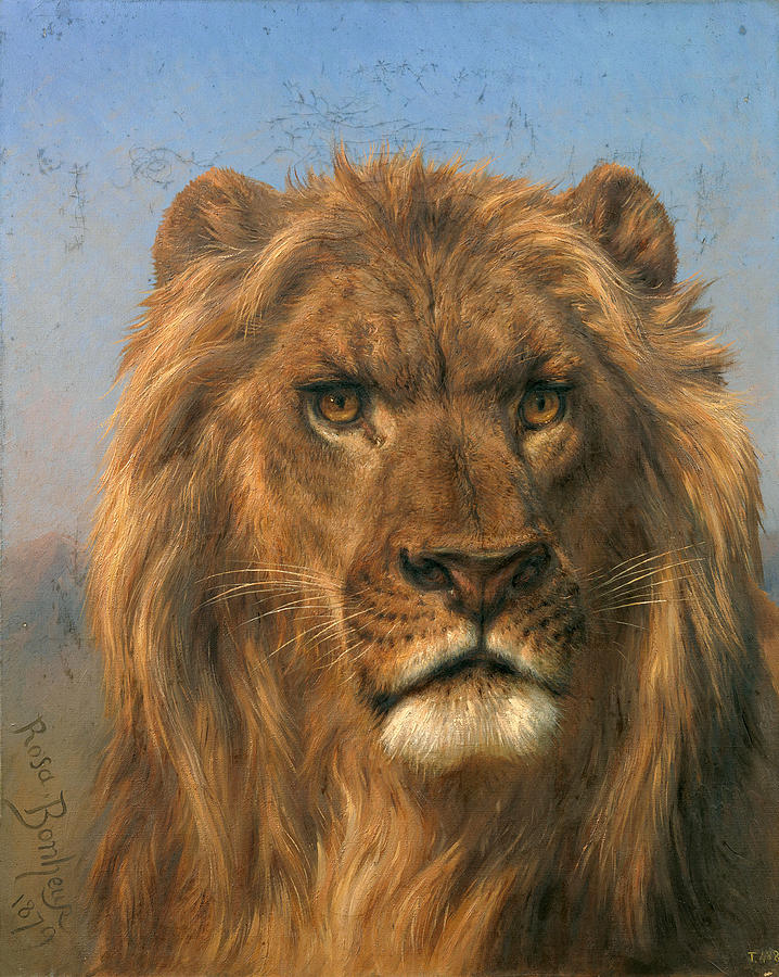 Lion head Painting by Rosa Bonheur