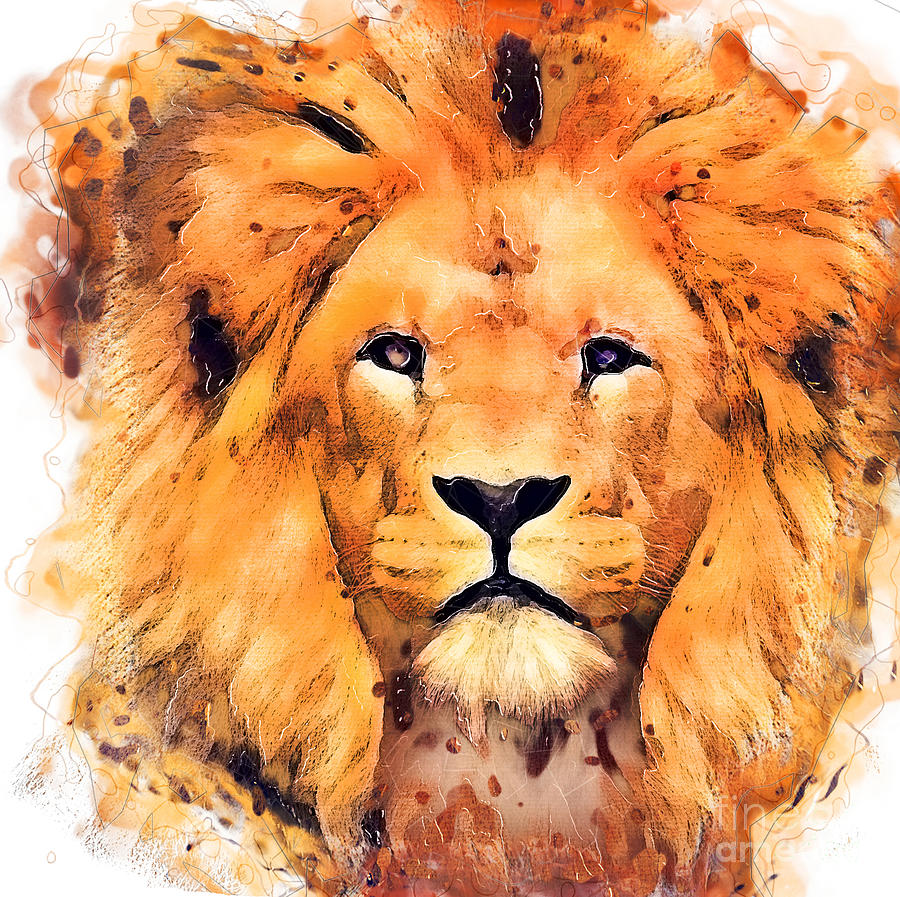 Lion Digital Art by Justyna Jaszke JBJart