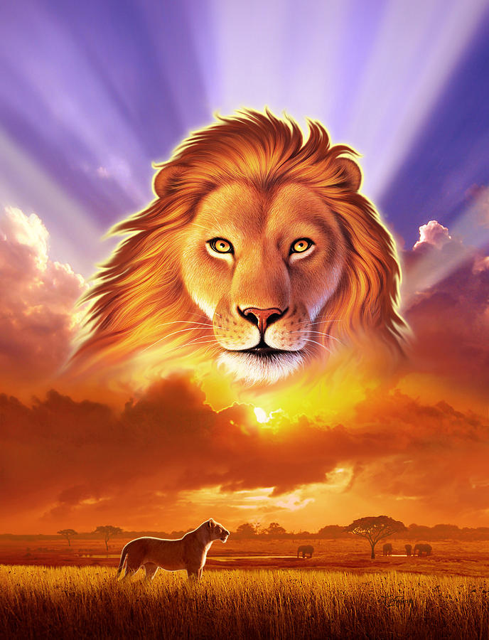 Sunset Digital Art - Lion King by Jerry LoFaro