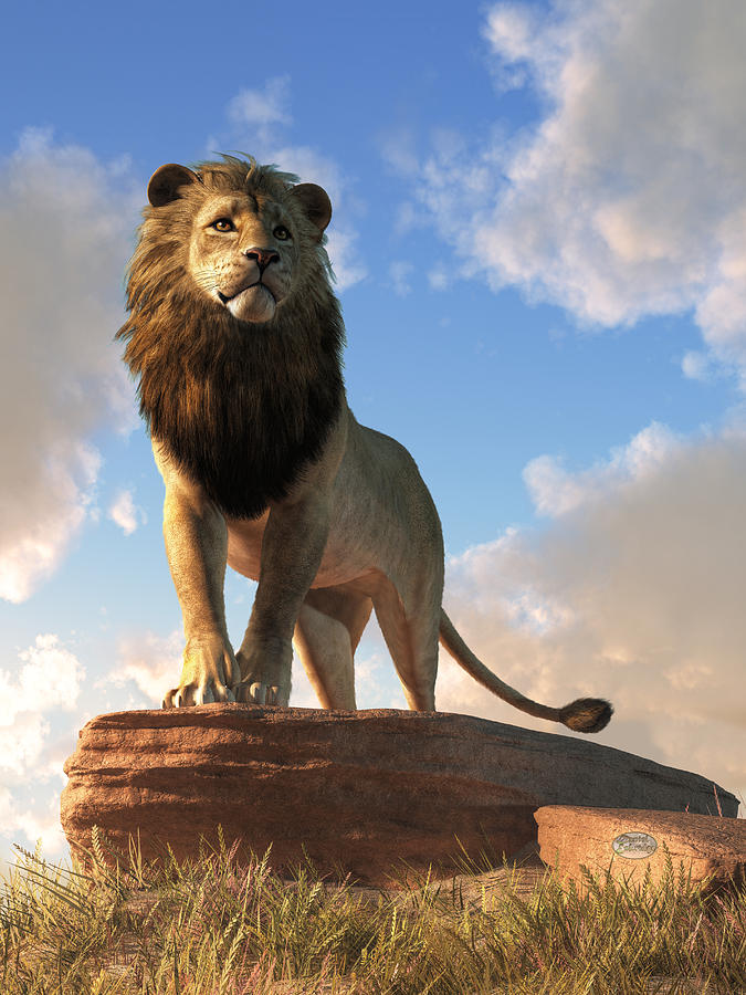 Lion - King of Beasts Digital Art by Daniel Eskridge - Pixels Merch
