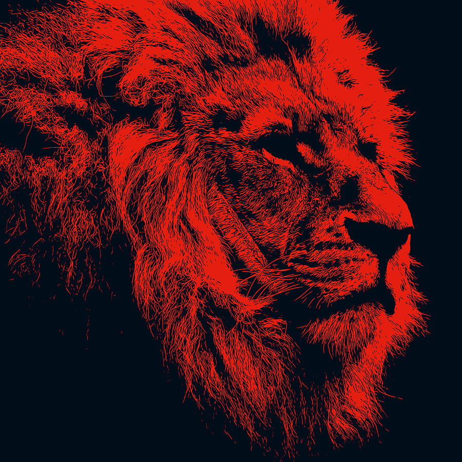 krise fredelig betalingsmiddel Lion King Portrait, in Red Painting by AM FineArtPrints - Fine Art America