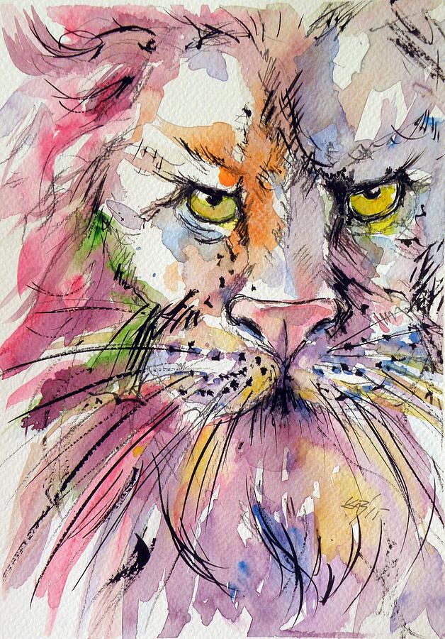 Lion Painting by Kovacs Anna Brigitta