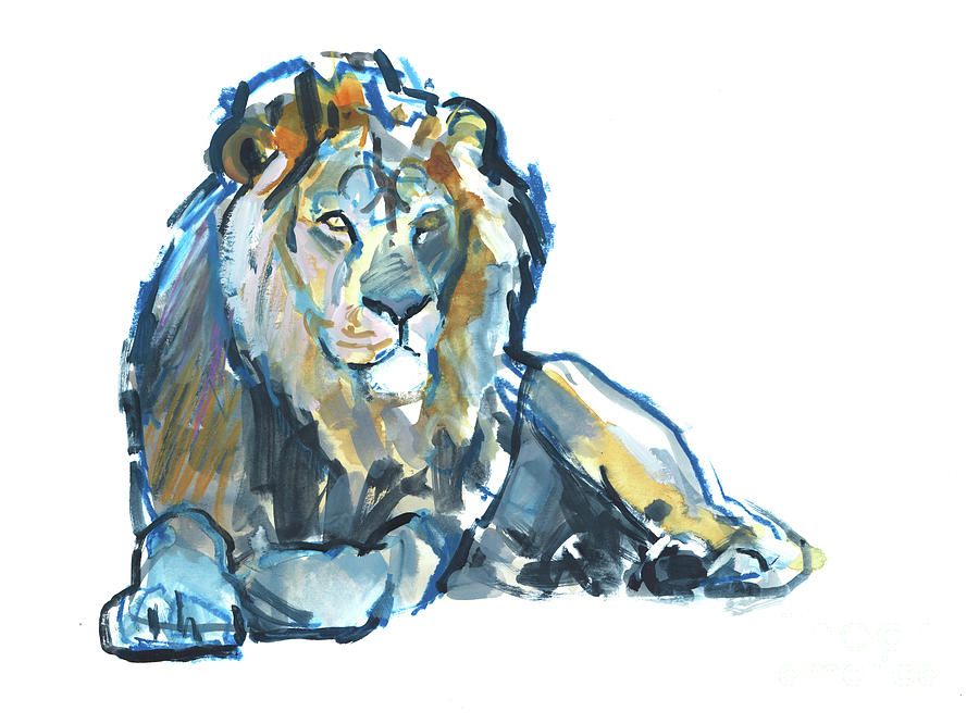 Lion Mixed Media by Mark Adlington