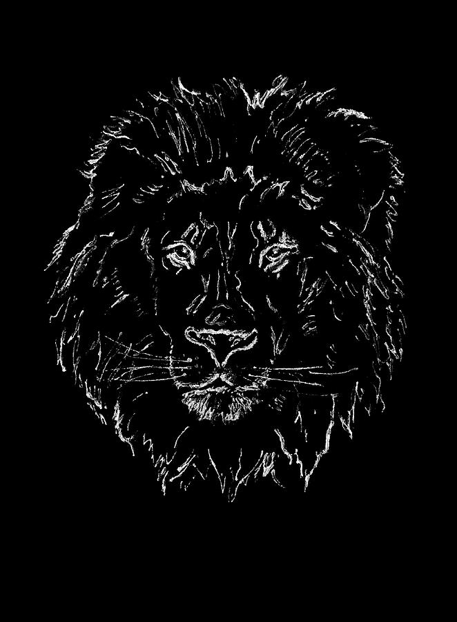 Lion on Black Background Drawing by Masha Batkova - Fine Art America