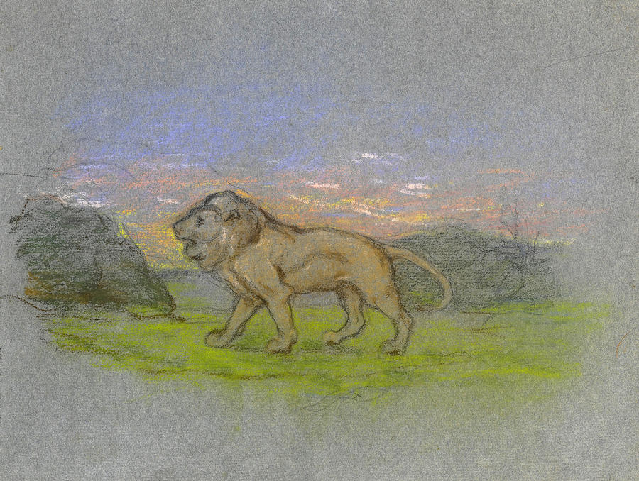 Lion Drawing by Paul Gauguin