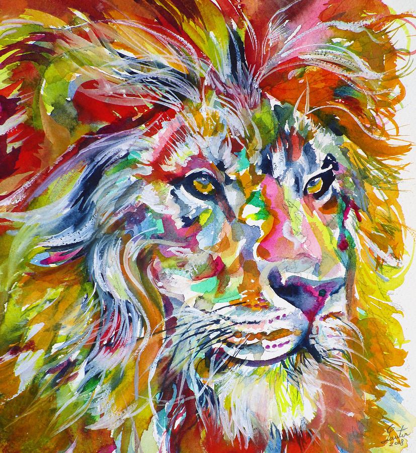 Lion Portrait Painting by Fabrizio Cassetta