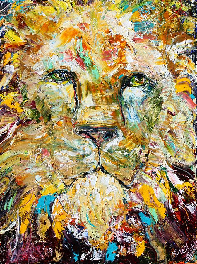 Lion Portrait Painting by Karen Tarlton - Fine Art America