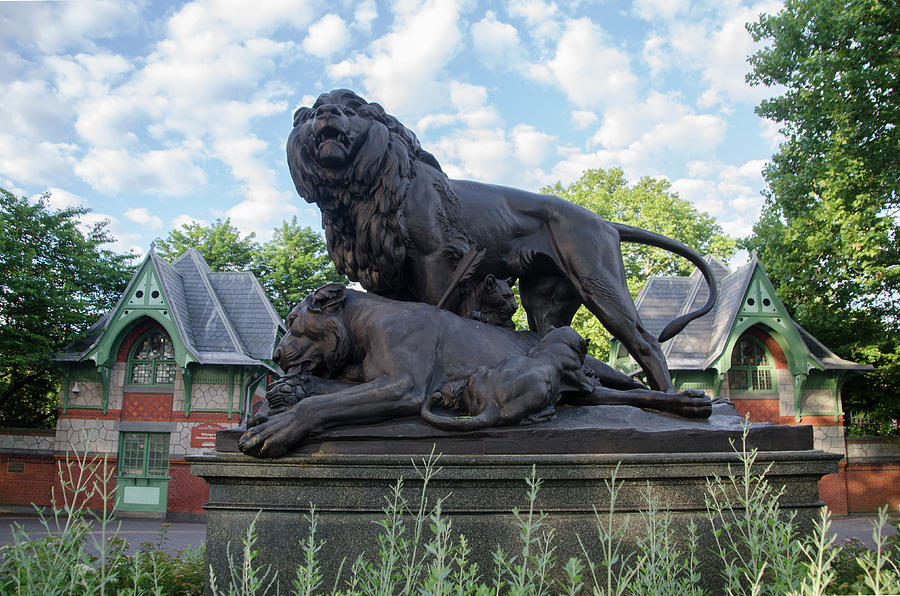 Philadelphia Photograph - Lion Pride Statue at the Philadelphia Zoo by Bill Cannon