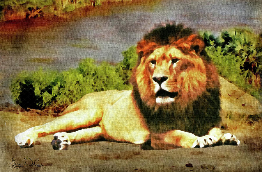 Lion Resting Digital Art by Gary De Capua