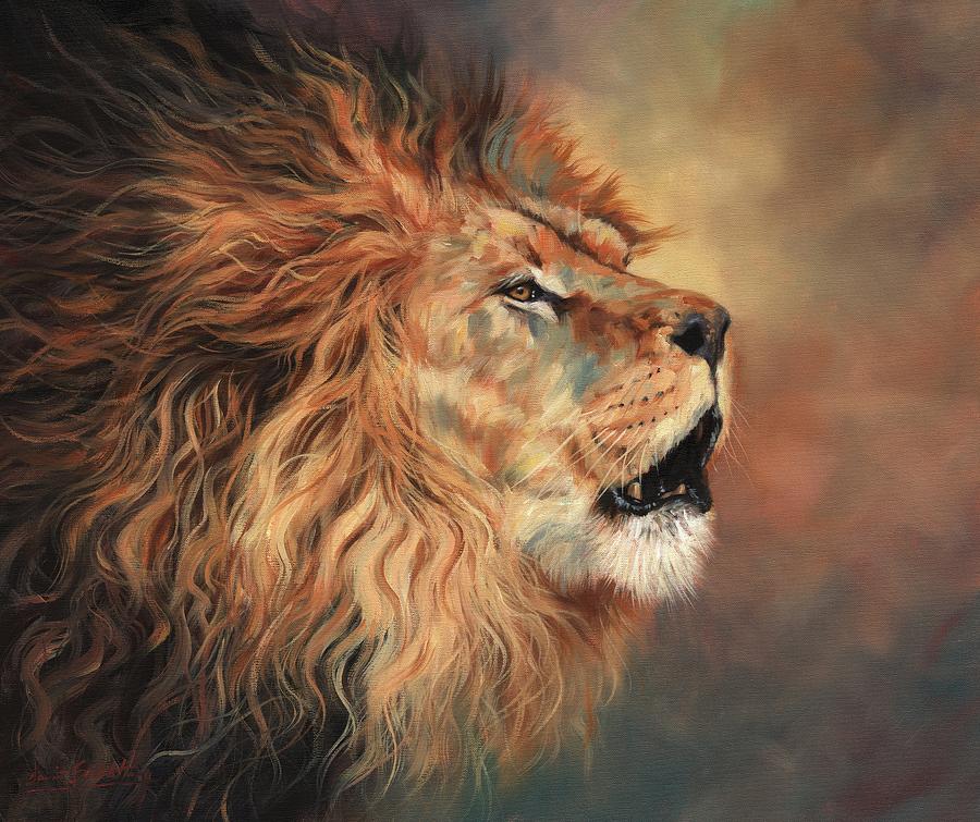 Lion Roar Profile Painting by David Stribbling