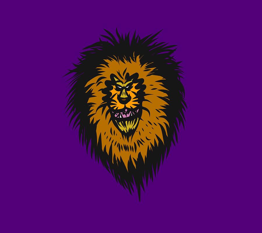 Lion Drawing - Lion Roar Purple by Robert Watson Lion Drawing - Lion Roar Purple by Robert Watson