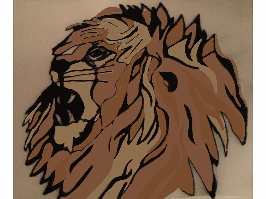Lion Side Drawing by Erika Jean Chamberlin