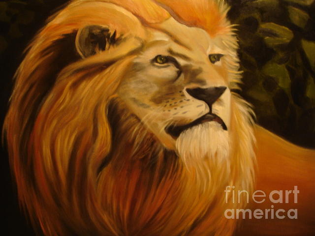 Lion Painting - Lionardo by Linda Mungerson