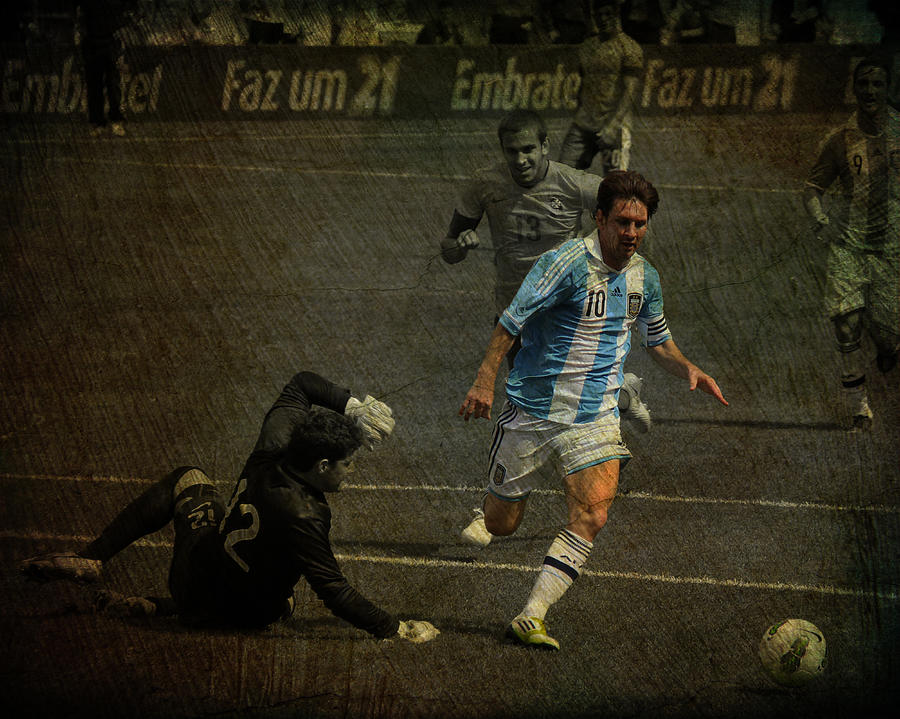 Lionel Messi Breaking Raphael Cabrals Ankles  Photograph by Lee Dos Santos