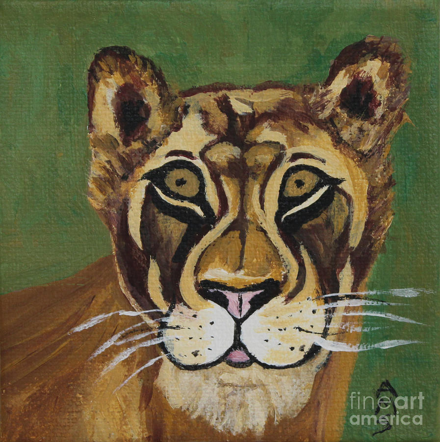 Lioness Painting by Annette M Stevenson